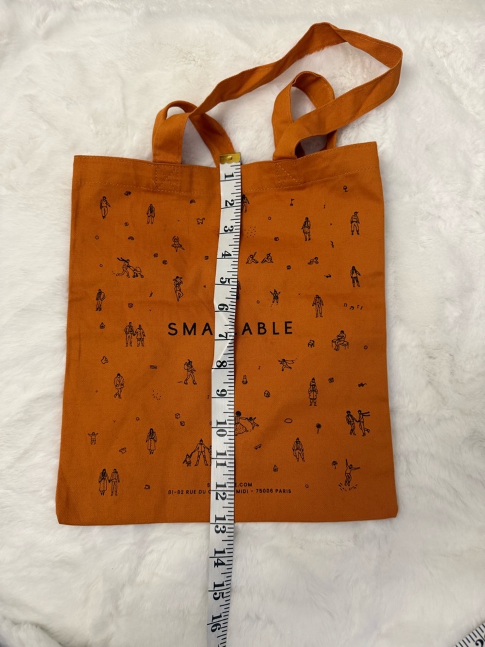 Smallable Orange Organic Cotton Canvas Tote Bag Paris Graphic Print NWOT - Picture 3 of 6
